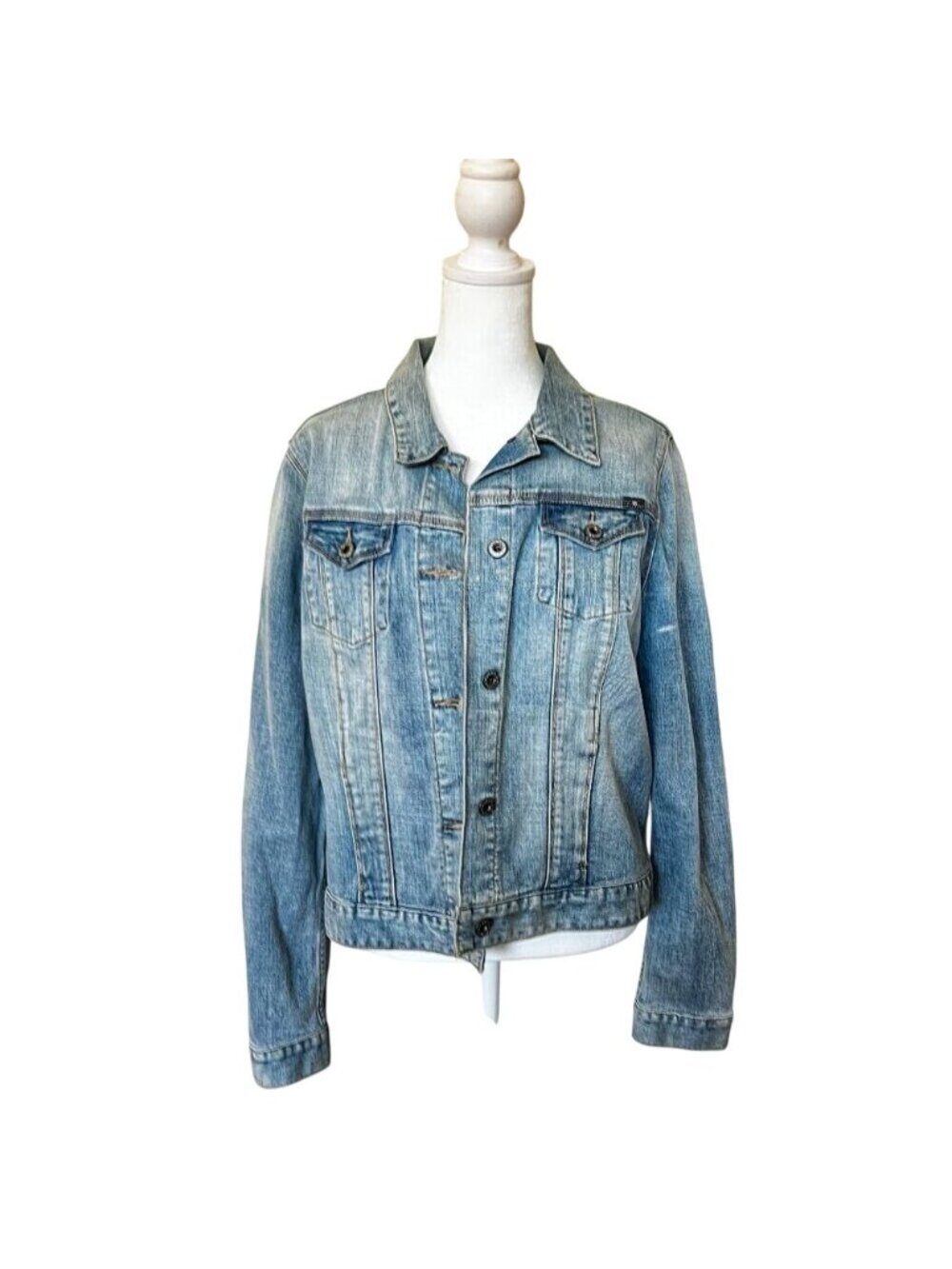 Boho Country Patchwork Denim Jacket Women Sz L Concert Trucker Western Rare - Picture 4 of 12